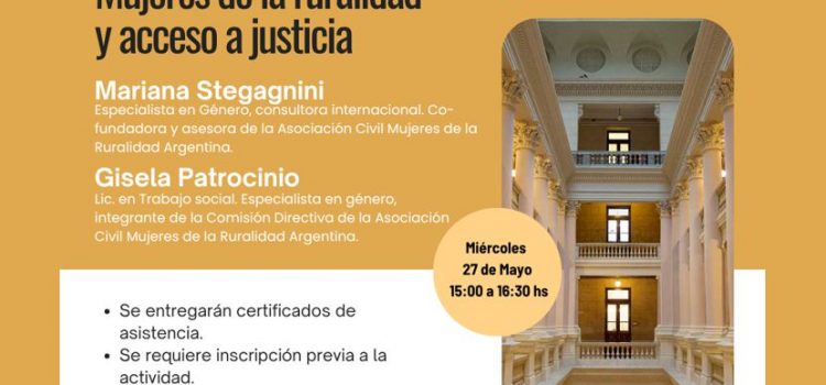La Oficina de Género invita a participar de la videoconferencia “Mujeres de la ruralidad y acceso a justicia”